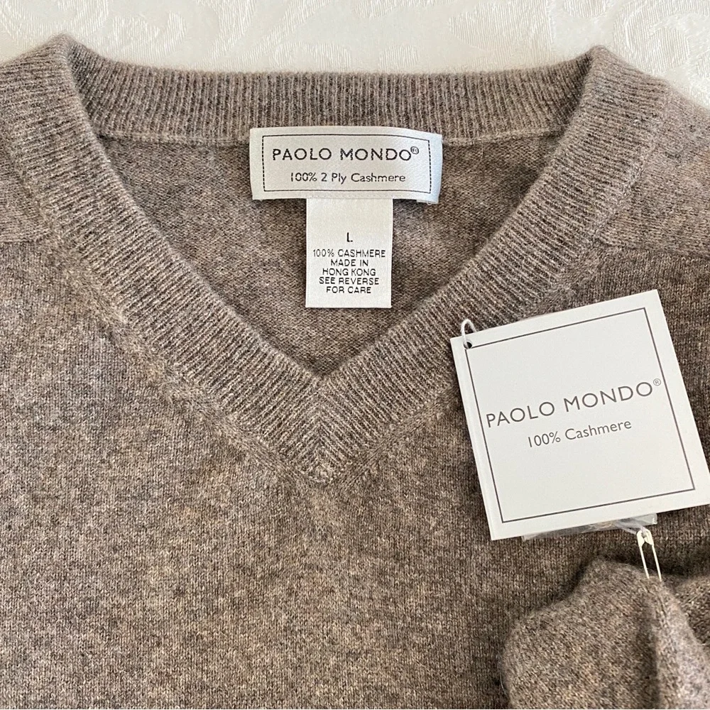 Paolo Mondo V neck brown Cashmere sweater